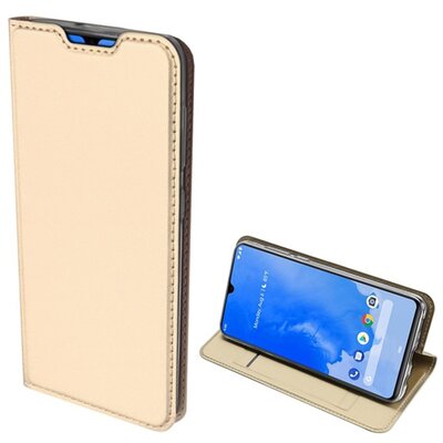 DUX DUCIS SKIN PRO telefontok álló, bőr hatású (flip, oldalra nyíló, bankkártya tartó, asztali tartó funkció) Arany [Samsung Galaxy A70 (SM-A705F)]