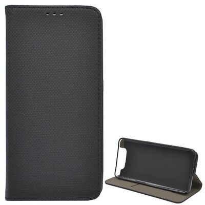 Telefontok álló, bőr hatású (flip, oldalra nyíló, asztali tartó funkció, rombusz minta) Fekete [Samsung Galaxy A80 (SM-A805F)]