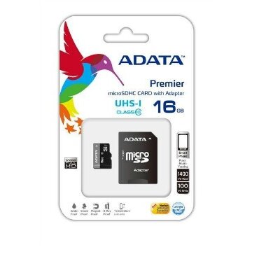 ADATA memory card micro SDHC UHS-I 16GB + SDHC Adapter