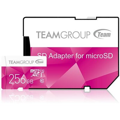 Team Group memóriakártya Micro SDXC 256GB UHS-I +Adapter, rózsaszín
