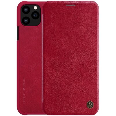 Nillkin Qin telefontok álló, bőr hatású (flip, oldalra nyíló, bankkártya tartó) Piros [Apple iPhone 11 Pro]