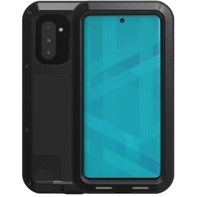 LOVE MEI Powerful defender elő- és hátlapvédő telefontok, gumi (ütésálló, Gorilla Glass üveg, fém keret) Fekete [Samsung Galaxy Note 10 (SM-N970F)]