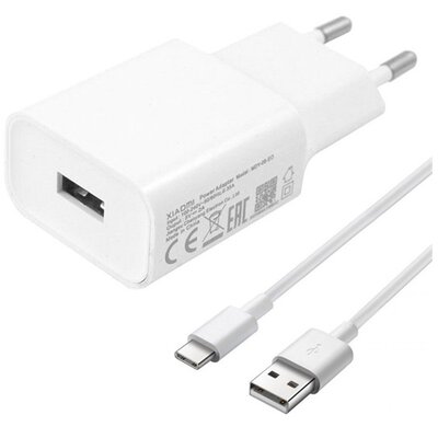 XIAOMI MDY-08-EO_TYPEC gyári hálózati töltő USB aljzat (5V / 2000mA, gyorstöltés támogatás + Type-C kábel) FEHÉR