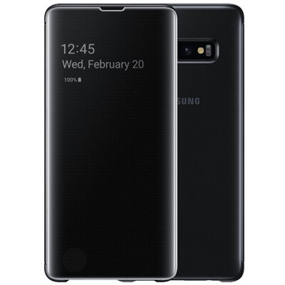 Samsung Galaxy S10+ Plus clear view cover gyári telefontok, Fekete