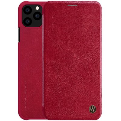 Nillkin Qin telefontok álló, bőr hatású (flip, oldalra nyíló, bankkártya tartó) Piros [Apple iPhone 11 Pro Max]