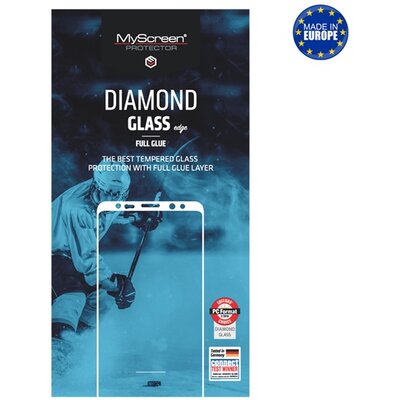 MYSCREEN MD4414TG DEFG BLACK MYSCREEN DIAMOND GLASS EDGE kijelzővédő üvegfólia (2.5D, full glue, teljes felületén tapad, karcálló, 0.33 mm, 9H), Fekete [LG Q60 (LMX525), LG K50 (LMX520)]