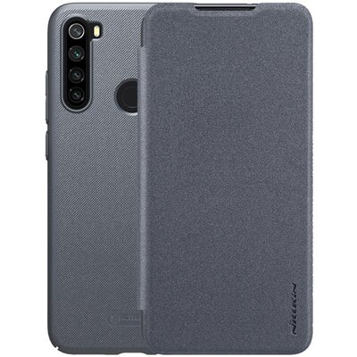 Nillkin Sparkle műanyag hátlapvédő telefontok (mikroszálas bőr hatású flip, oldalra nyíló) Fekete [Xiaomi Redmi Note 8]