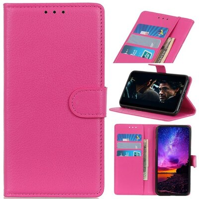 Telefontok álló, bőr hatású (flip, oldalra nyíló, asztali tartó funkció) Rózsaszín [Xiaomi Redmi Note 8]