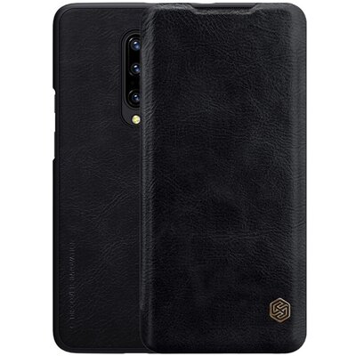 Nillkin Qin telefontok álló, bőr hatású (flip, oldalra nyíló, bankkártya tartó) Fekete [OnePlus 7 Pro]