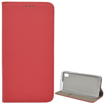 Telefontok álló, bőr hatású (flip, oldalra nyíló, asztali tartó funkció, rombusz minta) Piros [Xiaomi Redmi 7A]