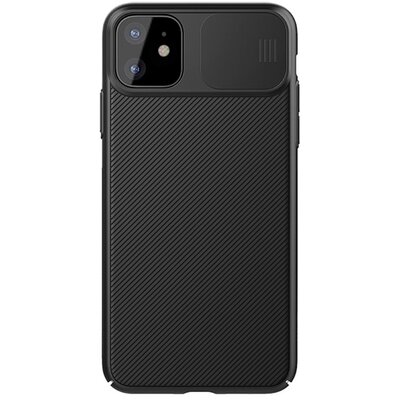 Nillkin Camshield szilikon hátlapvédő telefontok (közepesen ütésálló, műanyag hátlap, csúsztatható kamera védelem, csíkos) Fekete [Apple iPhone 11]