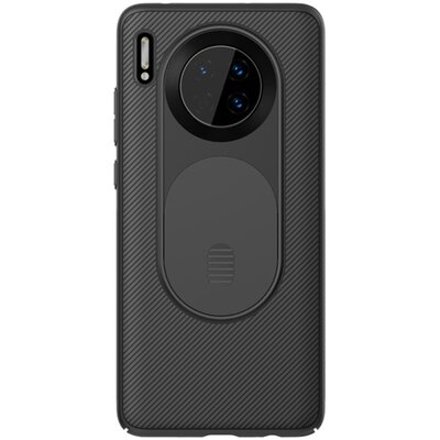 Nillkin Camshield szilikon hátlapvédő telefontok (közepesen ütésálló, műanyag hátlap, csúsztatható kamera védelem, csíkos) Fekete [Huawei Mate 30]