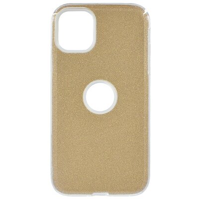 Szilikon hátlapvédő telefontok (műanyag belső, csillogó hátlap, logo kivágás) Arany [Apple iPhone 11]