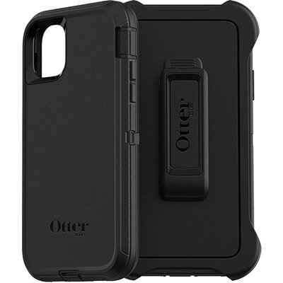 OTTERBOX 77-62457 OTTERBOX DEFENDER Series műanyag hátlapvédő telefontok (szilikon belső, közepesen ütésálló, övcsipesz) Fekete [Apple iPhone 11]