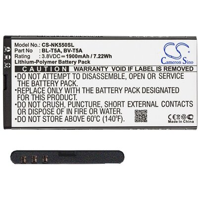 CAMERON SINO CS-NK550SL utángyártott akkumulátor 1900 mAh LI-Polymer (BL-T5A kompatibilis) [Microsoft Lumia 550]