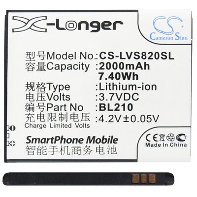 CAMERON SINO CS-LVS820SL utángyártott akkumulátor 2000 mAh LI-ION (BL210 kompatibilis) [Lenovo A536, Lenovo A606]