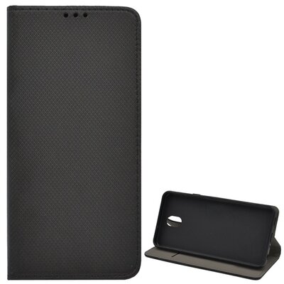 Telefontok álló, bőr hatású (flip, oldalra nyíló, asztali tartó funkció, rombusz minta) Fekete [LG K30 2019 (LMX320)]