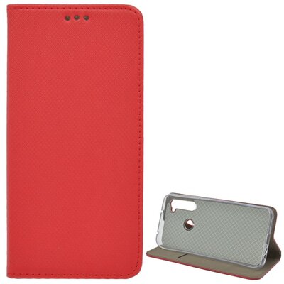 Telefontok álló, bőr hatású (flip, oldalra nyíló, asztali tartó funkció, rombusz minta) Piros [Xiaomi Redmi Note 8T]