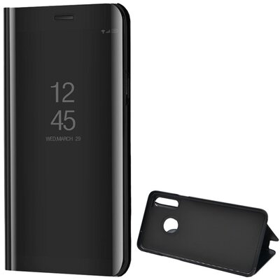 Telefontok álló (aktív flip, oldalra nyíló, asztali tartó funkció, tükrös felület, Mirror View Case) Fekete [Samsung Galaxy A20s (SM-A207F)]