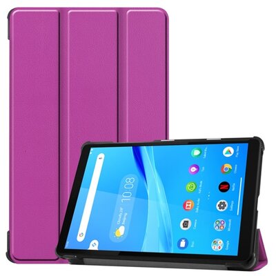 Tablet védőtok álló, bőr hatású (aktív flip, oldalra nyíló, TRIFOLD asztali tartó funkció) LILA [Lenovo Tab M8 (TB-8505F)]