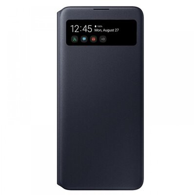 SAMSUNG EF-EA715PBEG gyári telefontok álló (aktív flip, oldalra nyíló, hívószámkijelzés, okostok, smart View Cover) Fekete [Samsung Galaxy A71 (SM-A715F)]