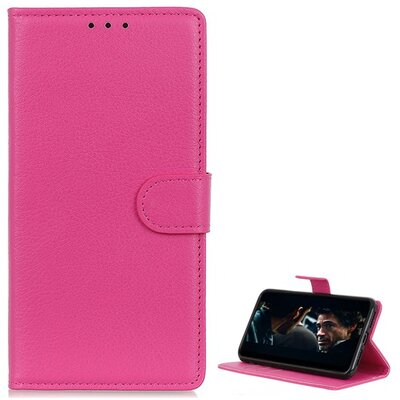 Telefontok álló, bőr hatású (flip, oldalra nyíló, asztali tartó funkció) Rózsaszín [Samsung Galaxy S20+ Plus (SM-G985F)]