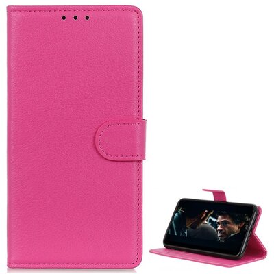 Telefontok álló, bőr hatású (flip, oldalra nyíló, asztali tartó funkció) Rózsaszín [Xiaomi Redmi K30 / K30 5G]