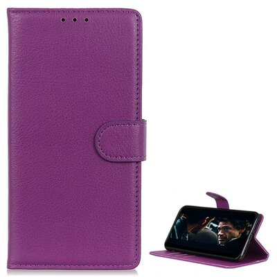 Telefontok álló, bőr hatású (flip, oldalra nyíló, asztali tartó funkció) Lila [Samsung Galaxy S20 (SM-G980F)]