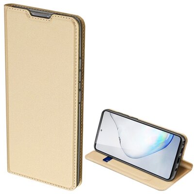 DUX DUCIS SKIN PRO telefontok álló, bőr hatású (flip, oldalra nyíló, bankkártya tartó, asztali tartó funkció) Arany [Samsung Galaxy Note 10 Lite (SM-A815F)]