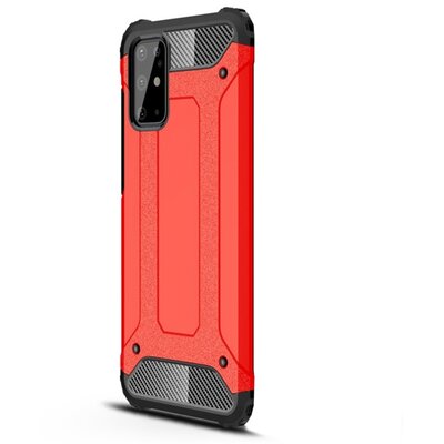Defender műanyag hátlapvédő telefontok (közepesen ütésálló, légpárnás sarok, szilikon belső, fémhatás) Piros [Samsung Galaxy S20+ Plus (SM-G985F)]