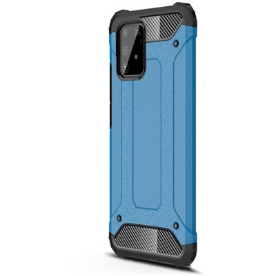 Defender műanyag hátlapvédő telefontok (közepesen ütésálló, légpárnás sarok, szilikon belső, fémhatás) Világoskék [Samsung Galaxy S10 Lite (SM-A915F)]