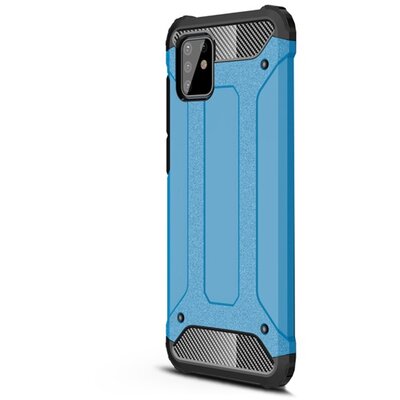 Defender műanyag hátlapvédő telefontok (közepesen ütésálló, légpárnás sarok, szilikon belső, fémhatás) Világoskék [Samsung Galaxy Note 10 Lite (SM-A815F)]