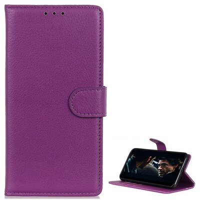 Telefontok álló, bőr hatású (flip, oldalra nyíló, asztali tartó funkció) Lila [Huawei P40 Pro]