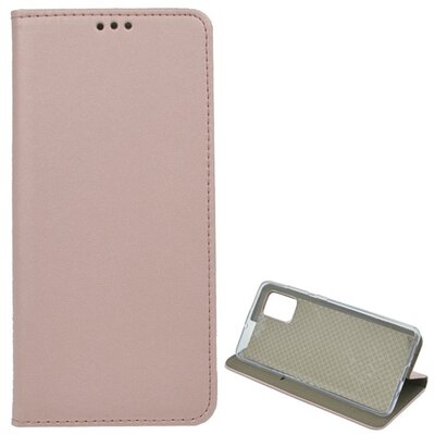 Telefontok álló, bőr hatású (flip, oldalra nyíló, asztali tartó funkció) RoseGold [Samsung Galaxy A71 (SM-A715F)]