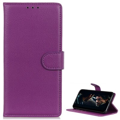 Telefontok álló, bőr hatású (flip, oldalra nyíló, asztali tartó funkció) Lila [Samsung Galaxy A51 (SM-A515F)]