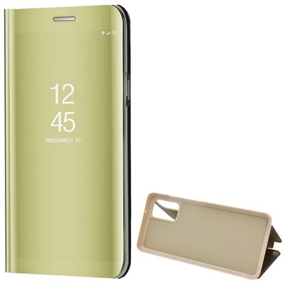 Telefontok álló (aktív flip, oldalra nyíló, asztali tartó funkció, tükrös felület, Mirror View Case) Arany [Samsung Galaxy S20+ Plus (SM-G985F)]