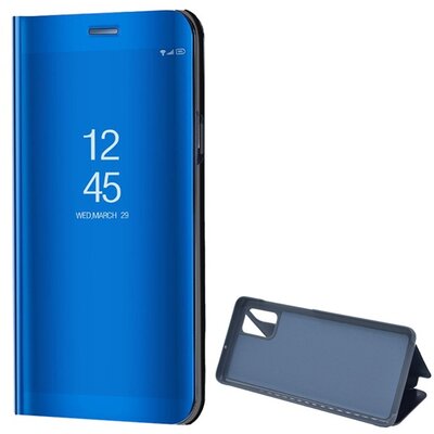 Telefontok álló (aktív flip, oldalra nyíló, asztali tartó funkció, tükrös felület, Mirror View Case) Kék [Samsung Galaxy A51 (SM-A515F)]