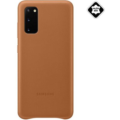 SAMSUNG EF-VG980LA Műanyag gyári hátlapvédő telefontok (valódi bőr hátlap) Barna [Samsung Galaxy S20 (SM-G980F)]