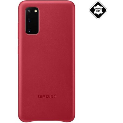 SAMSUNG EF-VG980LR Műanyag gyári hátlapvédő telefontok (valódi bőr hátlap) Piros [Samsung Galaxy S20 (SM-G980F)]