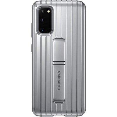 SAMSUNG EF-RG980CS Műanyag gyári hátlapvédő telefontok (dupla rétegű, gumírozott, asztali tartó funkció) Ezüst [Samsung Galaxy S20 (SM-G980F)]