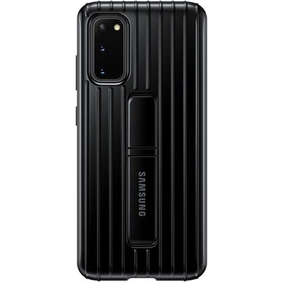 SAMSUNG EF-RG980CB Műanyag gyári hátlapvédő telefontok (dupla rétegű, gumírozott, asztali tartó funkció) Fekete [Samsung Galaxy S20 (SM-G980F)]