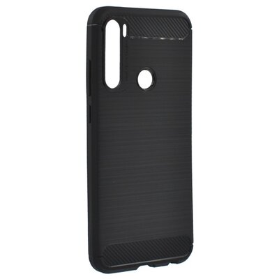 Szilikon hátlapvédő telefontok (közepesen ütésálló, légpárnás sarok, szálcsiszolt, karbon minta) Fekete [Xiaomi Redmi Note 8T]