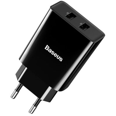 BASEUS TC-012_B hálózati töltő 2 x USB aljzat (5V / 2000mA, 10.5W) FEKETE