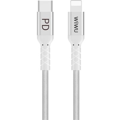 WIWU WP101_G adatátvitel adatkábel (Type-C / lightning 8pin, 100 cm, PD gyorstöltés támogatás, MFi engedélyes) SZÜRKE