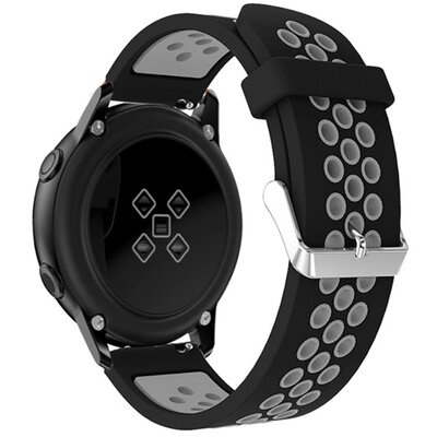Okosóra pótszíj (szilikon, lyukacsos, légáteresztő) FEKETE / SZÜRKE Samsung Galaxy Watch Active SM-R500