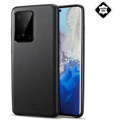 ESR METRO műanyag hátlapvédő telefontok (ultravékony, valódi bőr hátlap) Fekete [Samsung Galaxy S20 Ultra (SM-G988F)]