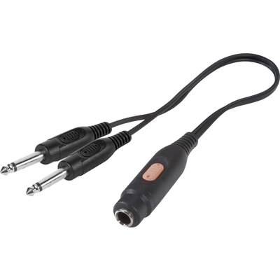 SpeaKa Professional Jack Audio Y adapter [2x Jack-dugó, 6,35 mm-es - 1x Jack alj, 6,35 mm-es] Fekete