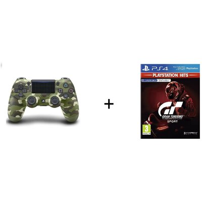 Playstation Dualshock 4 V2 kontroller zöld terepszínű + GT Sport HITS szoftver (PS4)