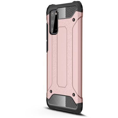 Defender műanyag hátlapvédő telefontok (közepesen ütésálló, légpárnás sarok, szilikon belső, fémhatás) RoseGold [Samsung Galaxy S20 (SM-G980F), Samsung Galaxy S20 5G (SM-G981U)]