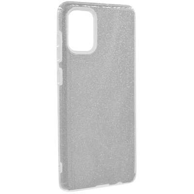 Szilikon hátlapvédő telefontok (műanyag belső, csillogó hátlap) Ezüst [Samsung Galaxy A71 (SM-A715F)]